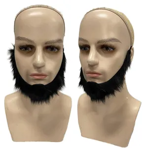 Dettaglio della finta barba nera, mentoniera sintetica con retina per costume di Halloween