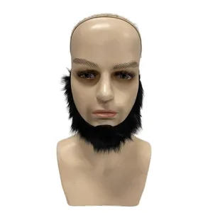 Halloween finta barba nera supporto per festa in costume, divertenti peli del viso per cosplay.
