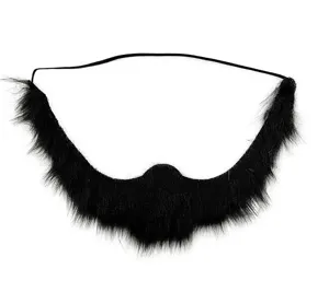 Vista di dettaglio della barba finta nera, ideale per costume di Halloween e spettacolo teatrale.