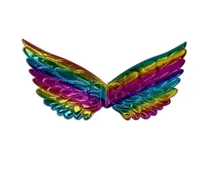 Colorful metallic rainbow angel wings for kids party, dress up costume and photo props.