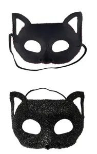 Maskenball Katzen Fuchs Maske schwarz Glitzer Party Halloween Kostüm Bühne Zubehör