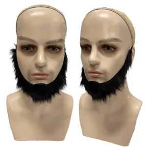 Finta Barba di Halloween Realistica Baffi Neri Divertenti Oggetti di Scena per Cosplay in Peluche per Feste in Maschera