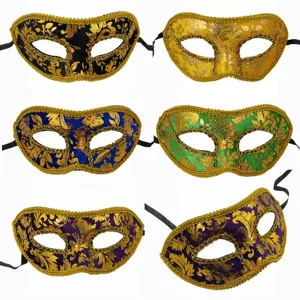 Venezianische Maskenball Maske Für Damen Sexy Spitze Goldmuster Halbgesicht Augenmaske Für Halloween Party Kostüm Zubehör