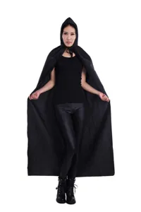 Cape à Capuche Sorcière Halloween Démon Vampire Couleur Unie Long Costume Vêtement pour Cosplay Fête Unisexe