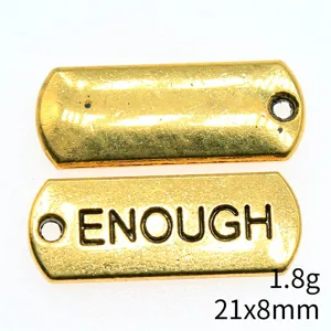 Gold vintage metal ENOUGH charm pendant DIY jewelry making material size 21x8mm weight 1.8g