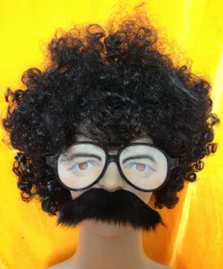 Accessori per Costumi di Halloween Divertenti Baffi Finti Barba Occhiali Set Parrucca Afro per Festa in Maschera Spettacolo Cosplay
