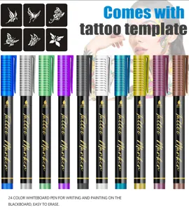Temporary tattoo pens set with body markers and skin safe washable ink for party festival art.