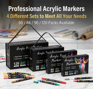 Set de rotuladores acrílicos de doble punta profesionales, 60 a 120 colores para arte y dibujo.