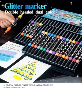 96 Farben doppelseitiger Glitzer-Marker, doppelter Farb-Textmarker für Handlettering Kunst.