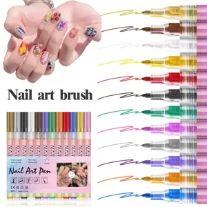 Nagelkunst Pinsel 12 Farben wasserbasierter Graffiti Stift feine Linie Malwerkzeug Maniküre