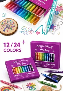 Glitter Malstifte Set für Basteln Grußkarten Schulbedarf 12 24 Farben wasserdicht.