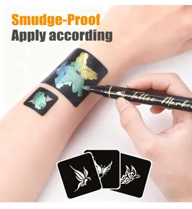 Temporary tattoo marker pen with stencils for body art skin painting party festival.