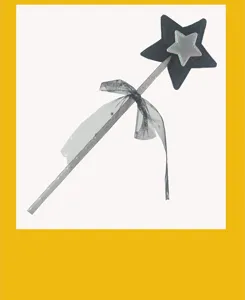 Bacchetta magica stella nera fata per bambini accessorio costume festa con fiocco tulle