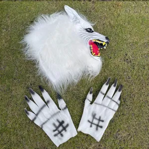 Halloween weiße Wolf Maske und Klauen Handschuhe Set für Cosplay Party Kostüm Requisite.