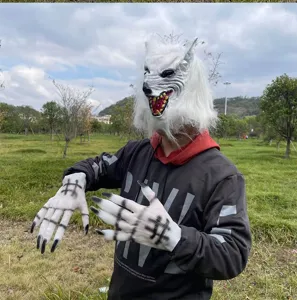 Grusiges Werwolf Maske und Klauen Handschuhe Set fur Halloween Kostüm Detailansicht