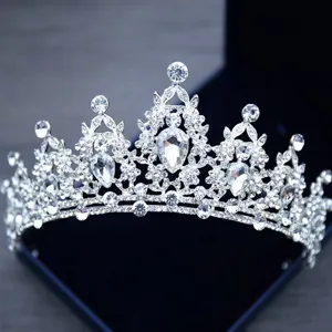 Corona di Lusso in Metallo con Strass Tiara da Sposa Vintage da Regina Squisito Copricapo da Concorso in Cristallo a Goccia Corona per Costume da Festa di Compleanno Accessori per Capelli