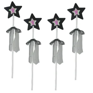 Bacchetta magica stella nera giocattolo bambino accessorio costume festa oggetti di scena 4pz