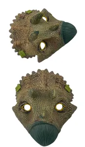 Kinder Triceratops Dinosaurier Maske Party Kostüm Tier Kopfbedeckung Detail Ansicht.