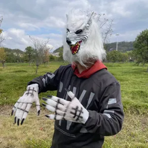 Halloween gruselige Wolf Maske und Handschuhe Set, realistisches Tierkostüm für Cosplay Party.