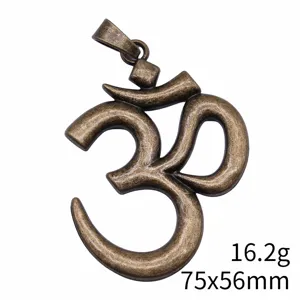 Grande Ciondolo Simbolo Om Yoga Antico Bronzo Metallo Accessorio per Gioielli Fai da Te