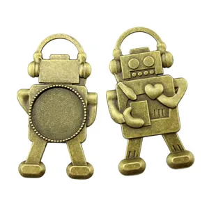 Bronzefarbener Roboter Rohling Anhänger für 20mm Cabochon DIY Schmuckherstellung Teil