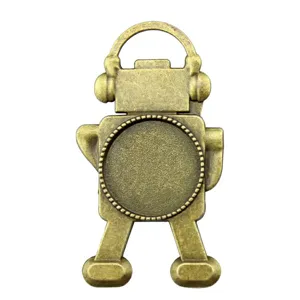 Bronzene Roboter Anhänger Basis 20mm Cabochon Schale DIY Schmuckzubehör Zubehörteil