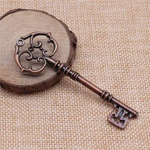 Antike bronzefarbene Legierung Schlüssel Anhänger Detailansicht für DIY Schmuck basteln.