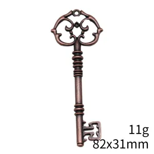 Vintage Bronze Schlüssel Anhänger Legierung DIY Charme Schmuck Zubehör 82x31mm 11g