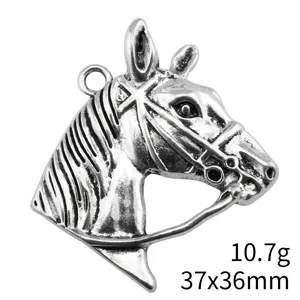 Antiksilber Pferdekopf Anhänger für DIY Schmuckherstellung, Größe 37x36mm, Gewicht 10,7g.