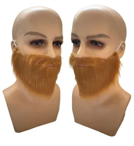 Finta barba sintetica marrone per costume, ideale per feste in maschera e cosplay divertenti.