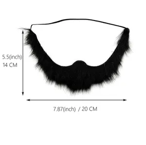 Black faux fur fake beard with elastic band, perfect for Halloween and costume party props.