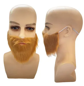 Finta barba marrone accessorio costume peli viso festa cosplay divertente vecchia decorazione