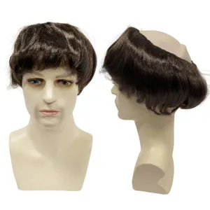 Drôle de perruque chauve rétro pour hommes marron cheveux bouclés fête costume chapeau