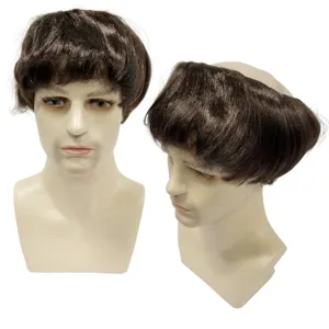 Drôle de perruque marron courte chapeau pour hommes nouveauté calvitie postiche fête costume