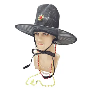 Cappello di costume ufficiale in rete di cappello coreano tradizionale con perline e nastro.