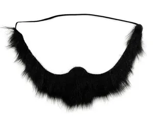 Black faux fur beard for Halloween party costume, funny masquerade facial hair prop.