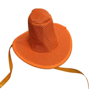 Orangefarbener Mesh Cowboyhut Mini Zylinder Party Haustier Kostüm Kopfbedeckung Zubehör