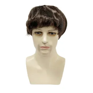 Perruque courte bouclée marron pour hommes mode rétro postiche coiffage confortable