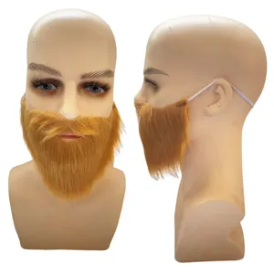 Finta barba marrone costume baffi uomo per festa cosplay travestimento divertente accessorio