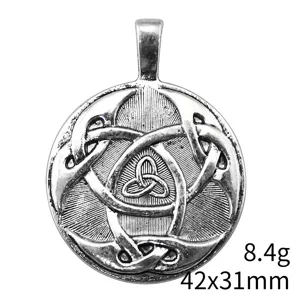 Ciondolo in metallo nodo celtico vintage argento amuleto gioiello accessorio 42x31mm 8.4g
