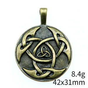 Ciondolo nodo celtico in bronzo 42x31mm 8.4g amuleto vintage collana accessorio di moda.