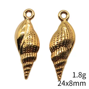 Pendentif coquillage doré pour accessoires de fabrication de bijoux DIY 24x8mm 1.8g