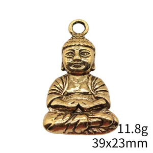 Bronzen legering Boedha hanger bedel voor DIY sieraden maken 39x23mm leuk accessoire