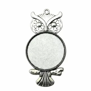 Base colgante búho vintage para cabujón de vidrio 35mm accesorio joyería bricolaje plata.