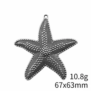 Detailansicht des Vintage silbernen Seestern Anhängers, strukturierte Oberfläche, DIY Schmuck.