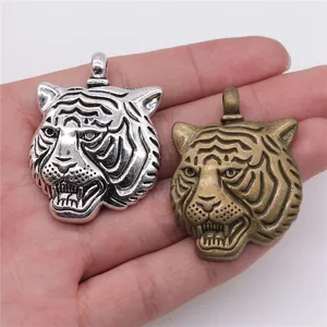 Vintage Zinc Alloy Tiger Head Pendant Charm For DIY Necklace Bracelet Jewelry Making Accessories Dominating Animal Design