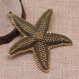 Antikbronze Seestern Metall Anhänger DIY Schmuck Zubehör, großes Design mit Öse oben.
