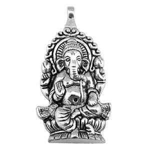 Ganesha elephant pendant zinc alloy vintage silver amulet jewelry accessory 62x32mm detail view