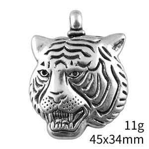Silver tiger head metal pendant charm DIY accessories for necklace jewelry making 45x34mm.