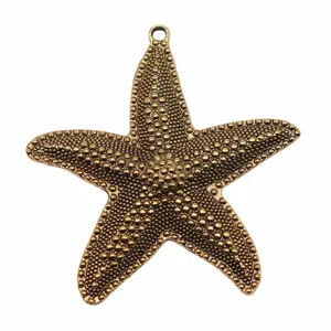 Antiker bronzefarbener Seestern Anhänger für DIY Schmuckherstellung, großer Seestern Charm 67x63mm.